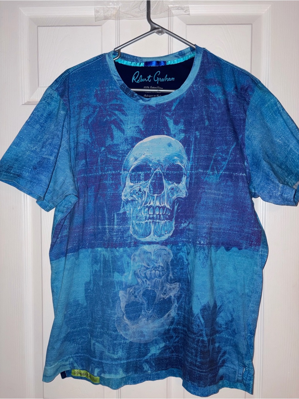 Robert Graham Blue Graphic Skull Short-Sleeve Tee